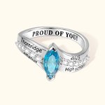Personalized Birthstone Ring with Zircon Class of 2025 Engraved Mementos Jewelry Graduation Gift for Women