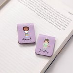 Personalized Cute Cartoon Girl Magnetic Bookmark Clip with Name Easter Birthday Gift for Book Lover Bookworm