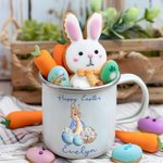 Personalised Happy Easter Bunny Egg 12oz Enamel Mug with Name Easter Party Birthday Gift for Kids Family