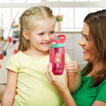 Personalisierte Cartoon Character Name 475 ml Kind Wasserflasche mit Strohhalm und Spill-Proof-Deckel Geburtstag zurück zu Schule Geschenk für Mädchen