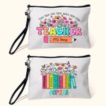 Personalisierte bunte Buchstaben florale Buch Bleistift Leinen Handtäschchen Make-up Tasche mit Namen Wertschätzung zurück zu Schule Geschenk für Lehrer