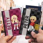 Personalizzato Y2K Cartoon Character Portapassaporto in pelle PU con nome e slot per carte da viaggio Regalo di compleanno essenziale per uomini e donne