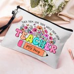 Personalisierte bunte Buchstaben florale Buch Bleistift Leinen Handtäschchen Make-up Tasche mit Namen Wertschätzung zurück zu Schule Geschenk für Lehrer