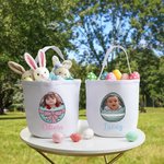 Personalized Photo Craked Broken Eggshell Bow Easter Egg Basket with Name Easter Party Birthday Gift for Boys Girls