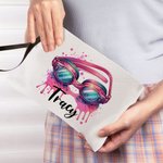 Personalised Pink Swimming Glasses Cosmetic Bag with Name Gift for Swimming Lover Coach Team