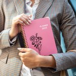 Personalized Complex Lines Birth Flower 2025 A5 Calendar Planner Notebook with Name Birthday Graduation Gift for Colleagues Friends