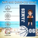 Personalised Basketball Volleyball Oversized Absorbent Beach Towel with Name and Number Beach Essential Game Day Gift for Ball Sports Lovers