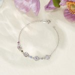Personalisierte zierliche 1-5 Geburt Blume Birthstone gemischte Charme Armband Familie Schmuck Muttertag Jahrestag Geburtstag Geschenk für Frauen