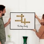 Personalized Family Crossword Puzzle Art Canvas Poster Framed Frameless Painting with Name and Title Home Decor Housewarming Gift for Family Friends