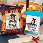 Personnalisé 24 Pcs Photo Graduation Chip Bag Stickers Snack Pouch Label with Name for Class of 2025 High School College Grad Party Favor