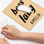 Personalisierte Boss Lady Anti-Rutsch-Mauspad mit Namen Computer-Zubehör Büro Geburtstag Geschenk für Freund Familie Kollege