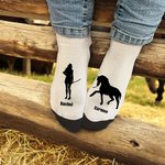 Calzini morbidi a metà polpaccio con nome, regalo di compleanno e anniversario per gli amanti del cavallo equestre