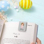 Personalized Cute Cartoon Girl Magnetic Bookmark Clip with Name Easter Birthday Gift for Book Lover Bookworm