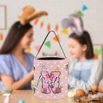 Gepersonaliseerd schattig Bunny initiaal 1-3 portret foto ontwerp herbruikbare paasmand met handvat en naam Paaseierenjacht cadeau voor kinderen