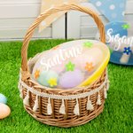 Personalisiertes Befüllbares Blumen Jumbo Oster-Ei mit Namen Ostern Eiersuche Osterkorb Party Geschenk für Jungen Mädchen