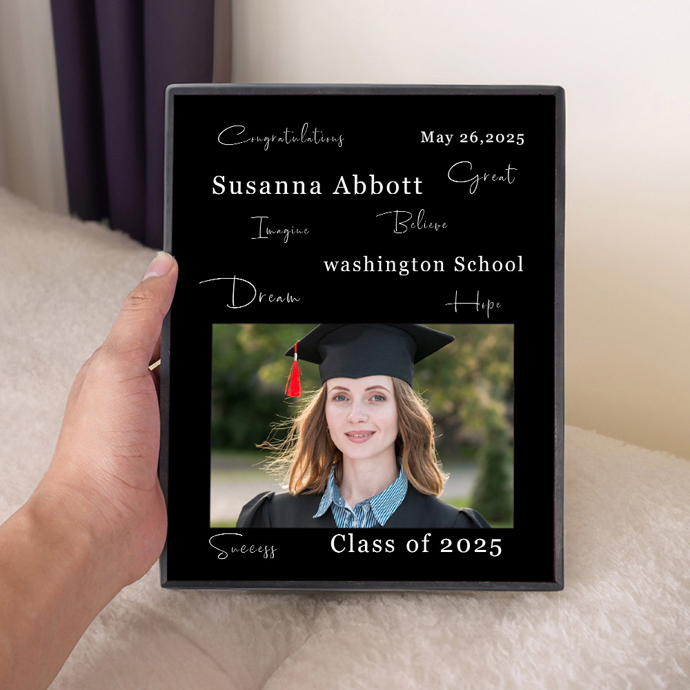Cadre de Photo Personnalisé avec Nom Date Année Cadeau Fin d'Études 2024 pour Diplômé Étudiant