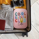 Gepersonaliseerde Cool Sister Club lederen sieraden doos met LED driekleur verstelbare make-up spiegel reizen essentieel verjaardagscadeau voor zus