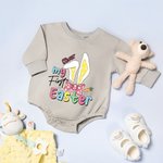 Personnalisé My First Easter Bunny Ears Bow 100% Cotton Long-sleeve Baby Bodysuit with Name Holiday Outfit Easter Baby Shower Gift for Newborns (Mon premier lapin de Pâques avec nœud)