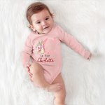 Gepersonaliseerd aquarel bloemen Bunny initiaal 100% katoen Baby rompertje met lange mouwen en naam Feest Outfit Pasen Baby Shower Gift voor pasgeborenen