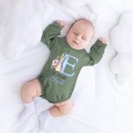 Gepersonaliseerd aquarel bloemen Bunny initiaal 100% katoen Baby rompertje met lange mouwen en naam Feest Outfit Pasen Baby Shower Gift voor pasgeborenen