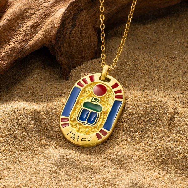 Personlig skarabé halskjede med inngravert Egypt navn Bursdagsgave til entusiaster av gammel egyptisk kultur