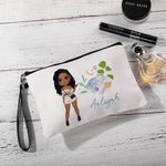 Personalizzato moda Cartoon Girl Birthstone nome borsa per il trucco con braccialetto viaggio Essentials compleanno damigella d'onore regalo per le ragazze le donne