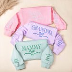 Personalised Multicolour Bow Embroidered Grandma Soft Sweatshirt Hoodie with 1-12 Grandkids' Names Mother's Day Birthday Gift for Grandma Mom