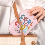 Gepersonaliseerde Cool Sister Club lederen sieraden doos met LED driekleur verstelbare make-up spiegel reizen essentieel verjaardagscadeau voor zus