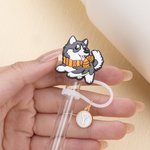 Personalized Dachshund Corgi Small Dogs Reusable Straw Topper with Initial Charm Accessory for Stanley Tumbler Birthday Gift for Dog Lover Owner