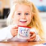 Tasse Émaillée 355 ml Personnalisée avec Nom et Initiale Style Lapin de Pâques Cadeau de Pâques pour Enfants