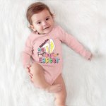 Personnalisé My First Easter Bunny Ears Bow 100% Cotton Long-sleeve Baby Bodysuit with Name Holiday Outfit Easter Baby Shower Gift for Newborns (Mon premier lapin de Pâques avec nœud)