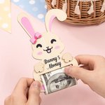 Gepersonaliseerde Cartoon Konijn Houten Geldhouder met Naam Paasmand Vullers Gift voor Kinderen Volwassenen