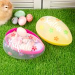 Personalisiertes Befüllbares Blumen Jumbo Oster-Ei mit Namen Ostern Eiersuche Osterkorb Party Geschenk für Jungen Mädchen