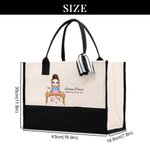 Gepersonaliseerde Vlinder Cartoon Zakelijk Vrouw Canvas Tas met Naam en Tekst Verjaardag Waardering Kantoorgeschenk voor Collega's Leiders