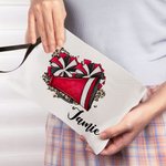 Gepersonaliseerde Watercolor Cheer Megafoon en Pom-Pom Make-up tas met naam en polsbandje Team Cheer Gift voor vrouwen Cheerleader