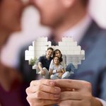 Personalised Heart-shaped Photo Building Brick Puzzles Birthday Anniversary Wedding Gift for Family