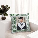 Personalised Multicolor Inspirational Graduation Photo Throw Pillow Cover with Name Year Graduation Gift for Class of 2025 Graduates