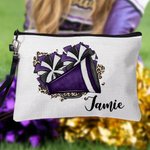 Gepersonaliseerde Watercolor Cheer Megafoon en Pom-Pom Make-up tas met naam en polsbandje Team Cheer Gift voor vrouwen Cheerleader