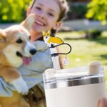 Personalized Dachshund Corgi Small Dogs Reusable Straw Topper with Initial Charm Accessory for Stanley Tumbler Birthday Gift for Dog Lover Owner