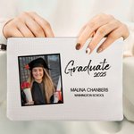 Sac Cosmétique Personnalisé avec Photo Nom Année Accessoire de Voyage Cadeau Remise des Diplômes pour Étudiant Diplômé Classe 2024