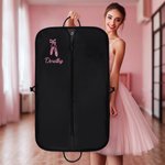 Personalised Glitter Dancing Girl Design Waterproof Hanging Garment Bag with Name Daily Training Rehearsals Travel Accessory Gift for Girl Dancers