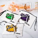 Gepersonaliseerde Watercolor Cheer Megafoon en Pom-Pom Make-up tas met naam en polsbandje Team Cheer Gift voor vrouwen Cheerleader