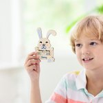 Gepersonaliseerde Cartoon Konijn Houten Geldhouder met Naam Paasmand Vullers Gift voor Kinderen Volwassenen