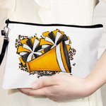 Gepersonaliseerde Watercolor Cheer Megafoon en Pom-Pom Make-up tas met naam en polsbandje Team Cheer Gift voor vrouwen Cheerleader