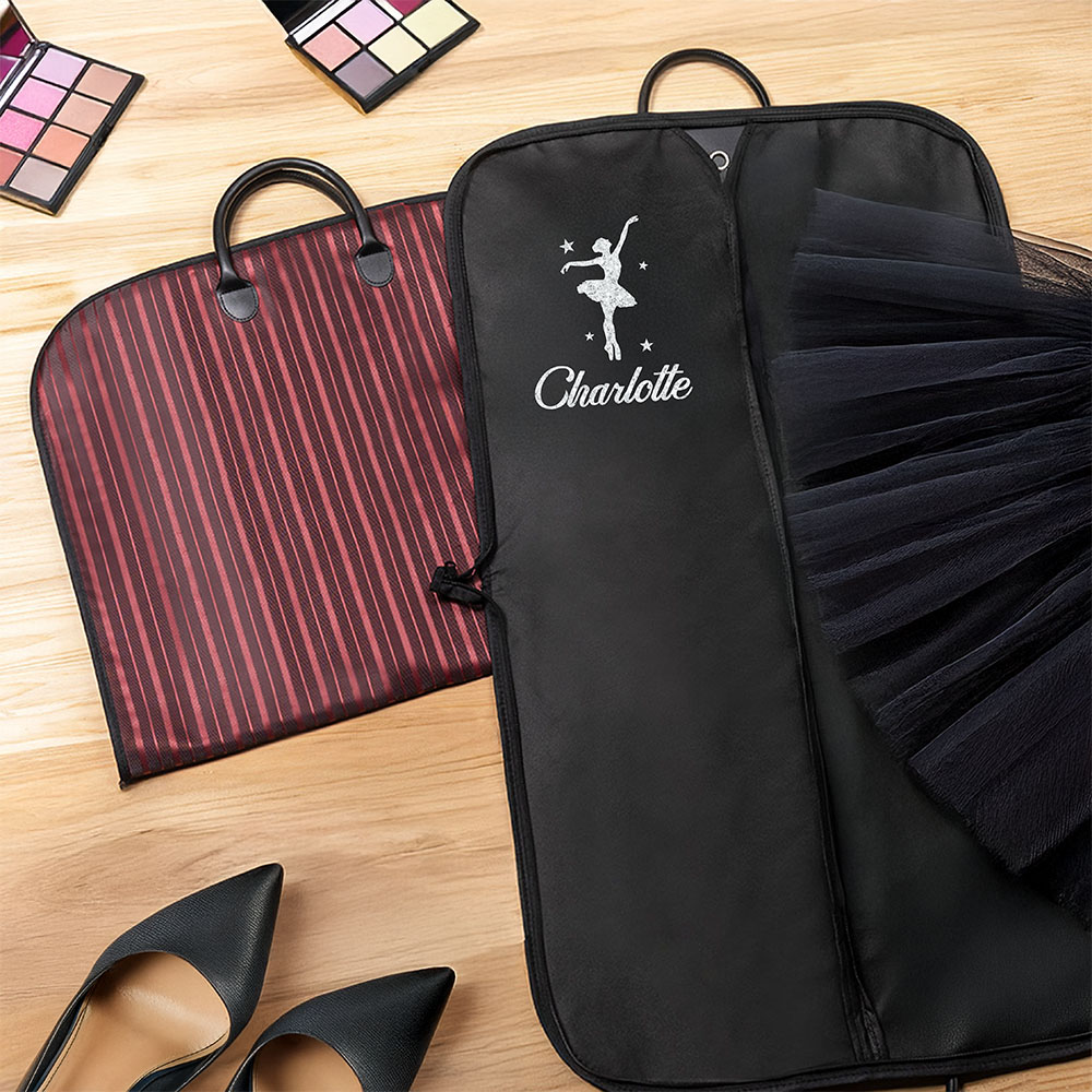 Sac à Vêtements Suspendu Imperméable Personnalisé avec Motif et Nom Pailletés Accessoire de Voyage Cadeau Anniversaire pour Danseuses