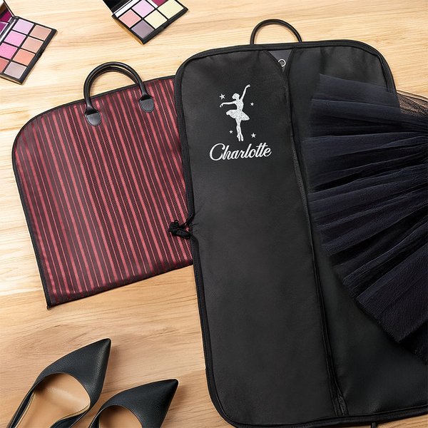 Personalisierter Glitter Tänzerin Design Wasserdicht Hängender Kleidersack mit Namen Tägliches Training Proben Reisen Zubehör Geschenk für Mädchen