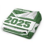 Gepersonaliseerde Multicolor Afstudeerhoed Zachte Fleece Deken met Jaar Schoolnaam en Warme Tekst Klas van 2025 Cadeau voor Afgestudeerde