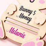 Gepersonaliseerde Cartoon Konijn Houten Geldhouder met Naam Paasmand Vullers Gift voor Kinderen Volwassenen
