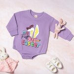 Personnalisé My First Easter Bunny Ears Bow 100% Cotton Long-sleeve Baby Bodysuit with Name Holiday Outfit Easter Baby Shower Gift for Newborns (Mon premier lapin de Pâques avec nœud)