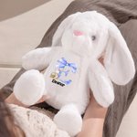Personalized Pink Coquette Bow Initial Cute Easter Bunny Plush Stuffed Animal Toy with Name Easter Birthday Gift for Kids